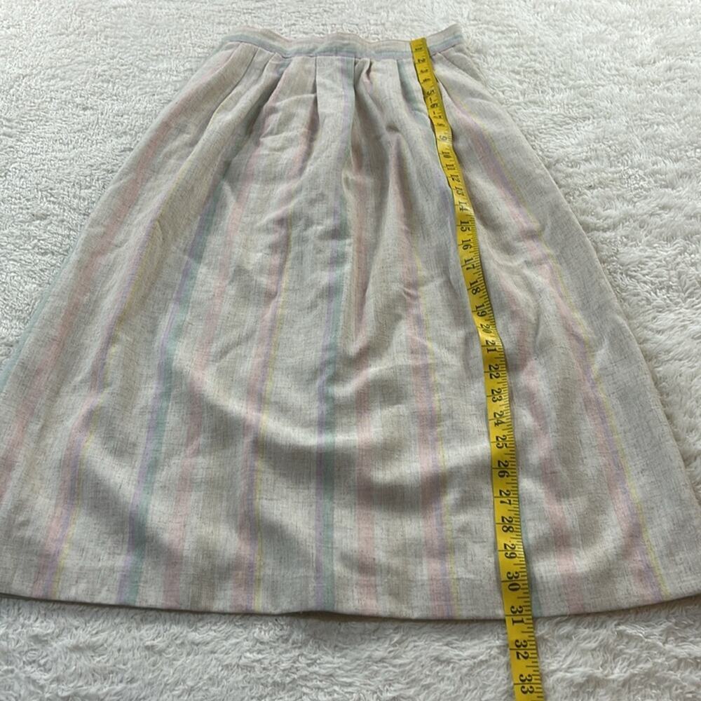 Vintage Star City linen feel a line cream striped midi skirt, size xs - s - Picture 3 of 6
